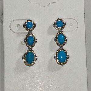 NWT Genuine Sleeping Beauty Turquoise Dangle Designer Earrings
